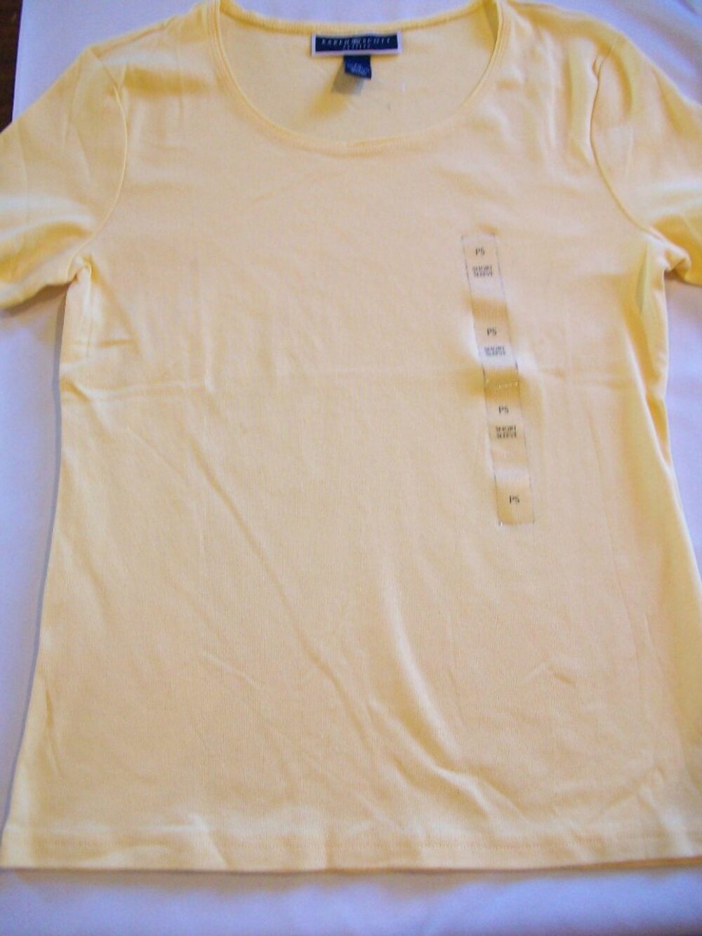 Karen Scott Womens Yellow Short Sleeve Scoop Neck T-Shirt PS Petite Small Lemon